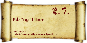 Mány Tibor névjegykártya