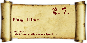 Mány Tibor névjegykártya
